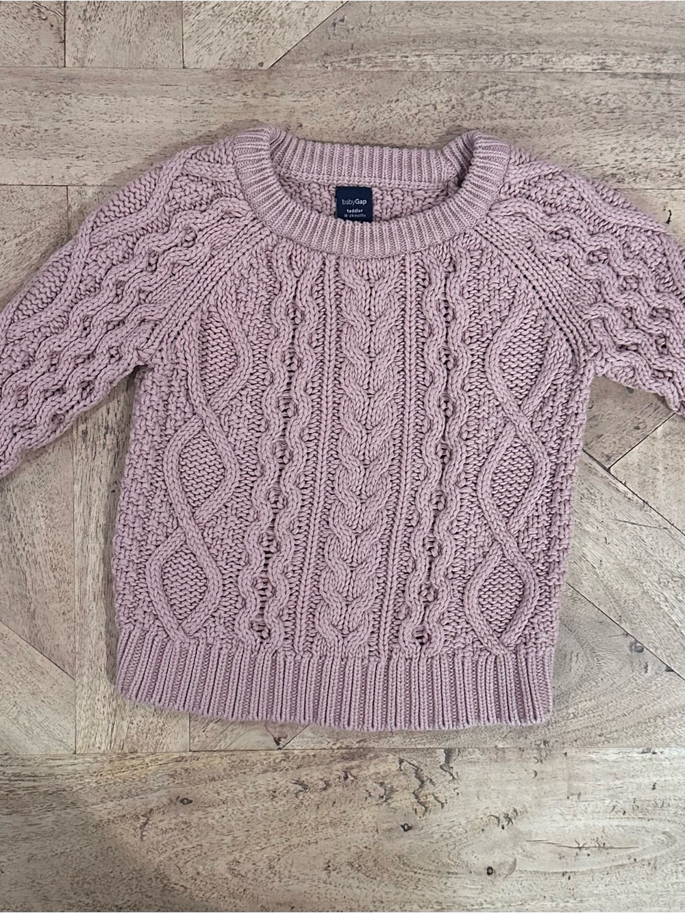 GAP Pink Cable-Knit Crewneck Sweater
